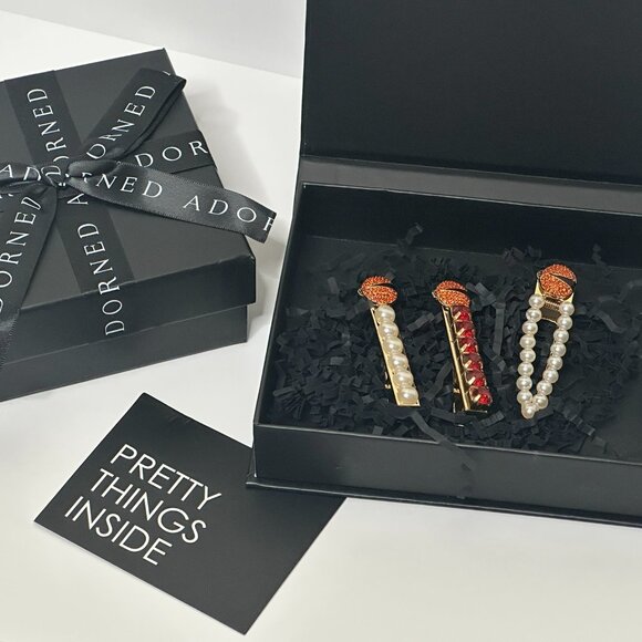 Adorned Luxe Scarlet Garden Adornments / Set of 3 Hair Clips - Picture 4 of 9